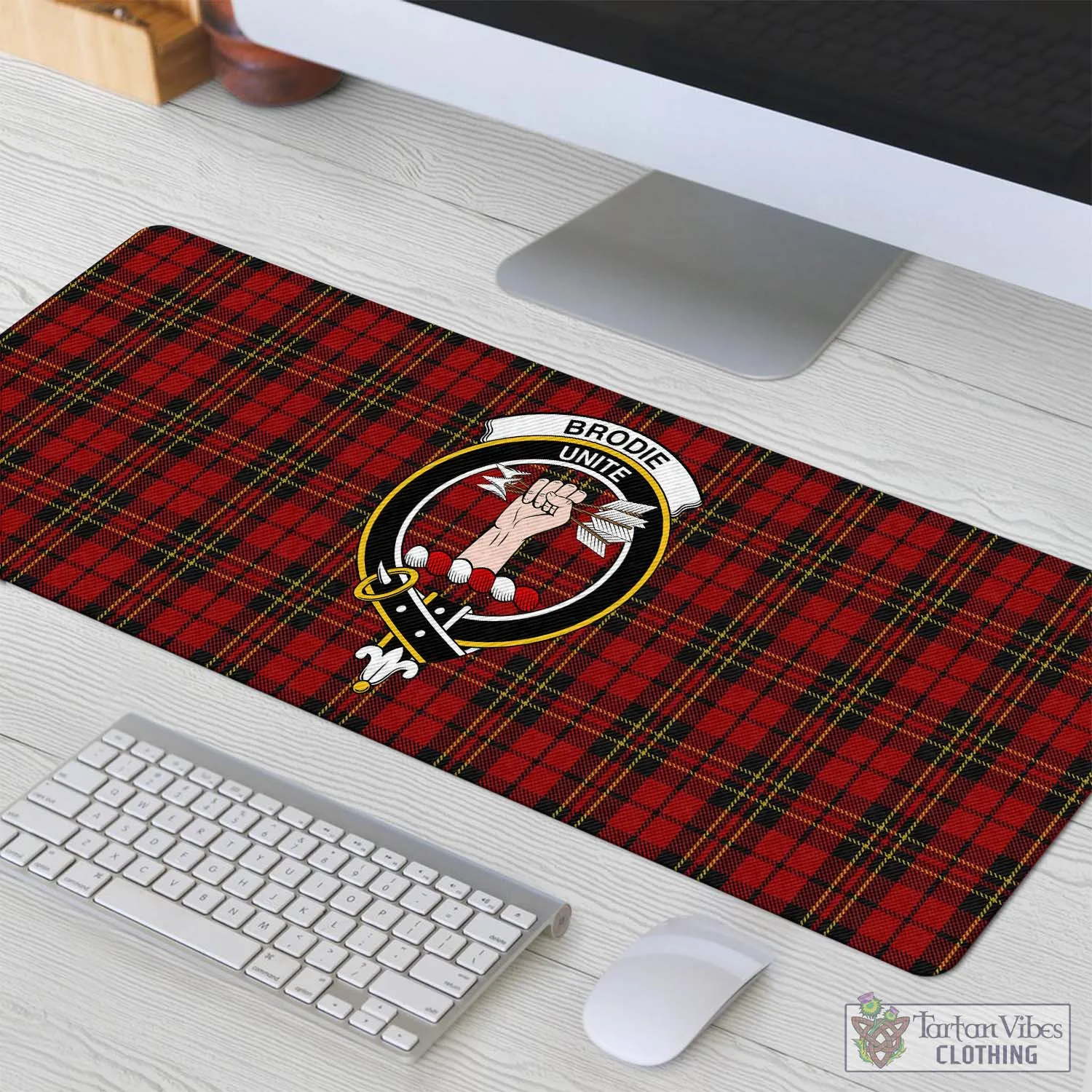 Brodie Tartan Mouse Pad with Family Crest