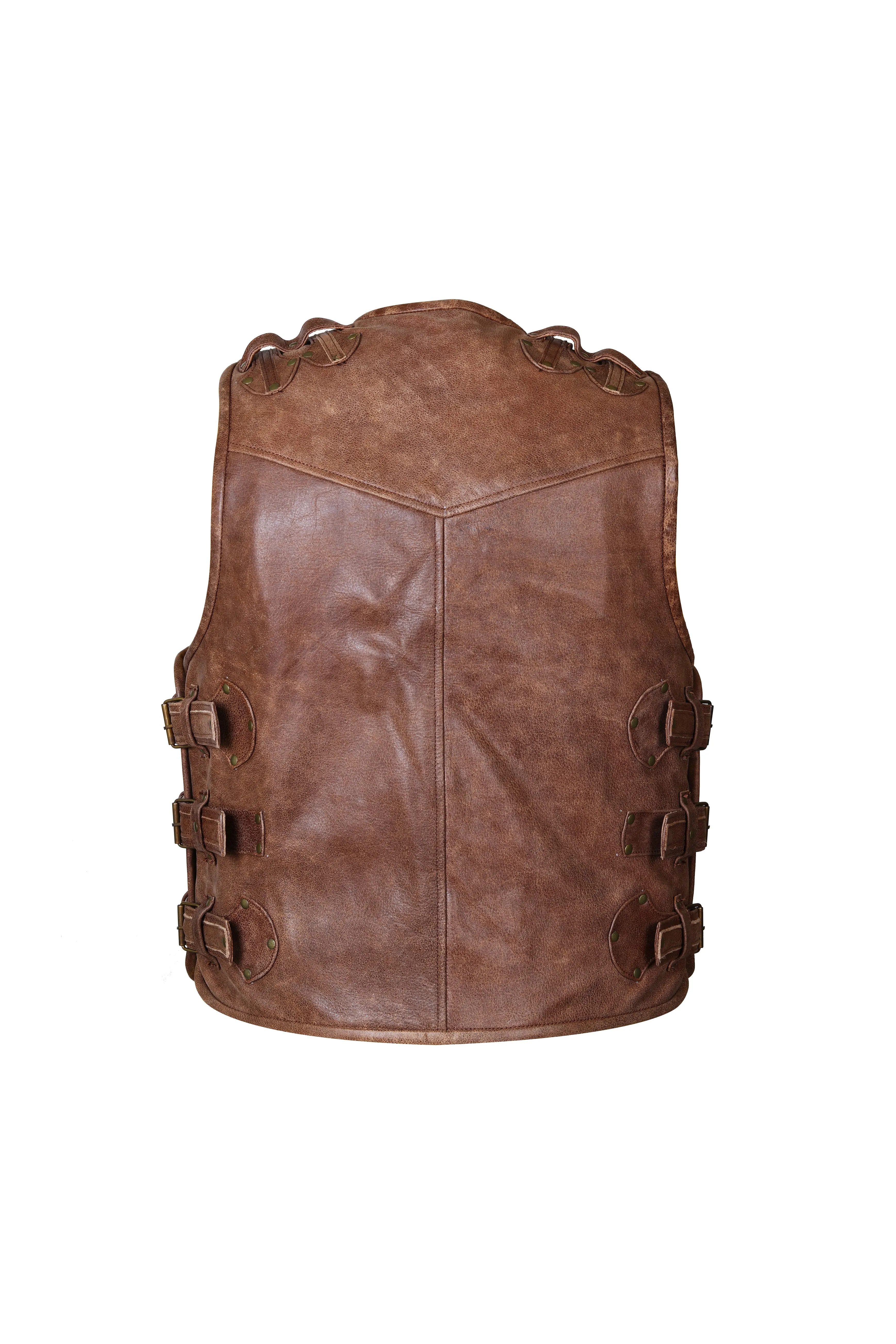 BROWN HL11649BROWN ROCKER STYLE BUCKLE VEST