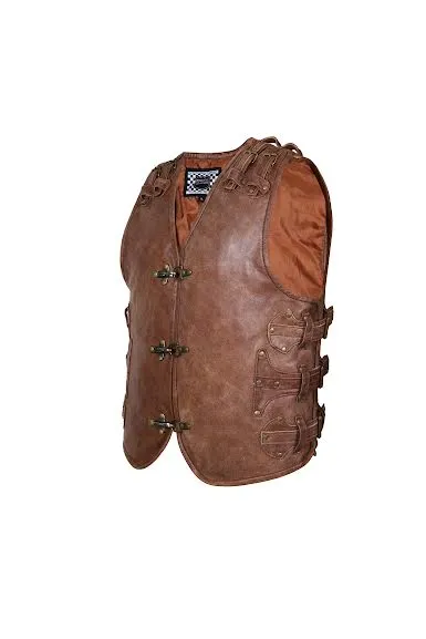 BROWN HL11649BROWN ROCKER STYLE BUCKLE VEST