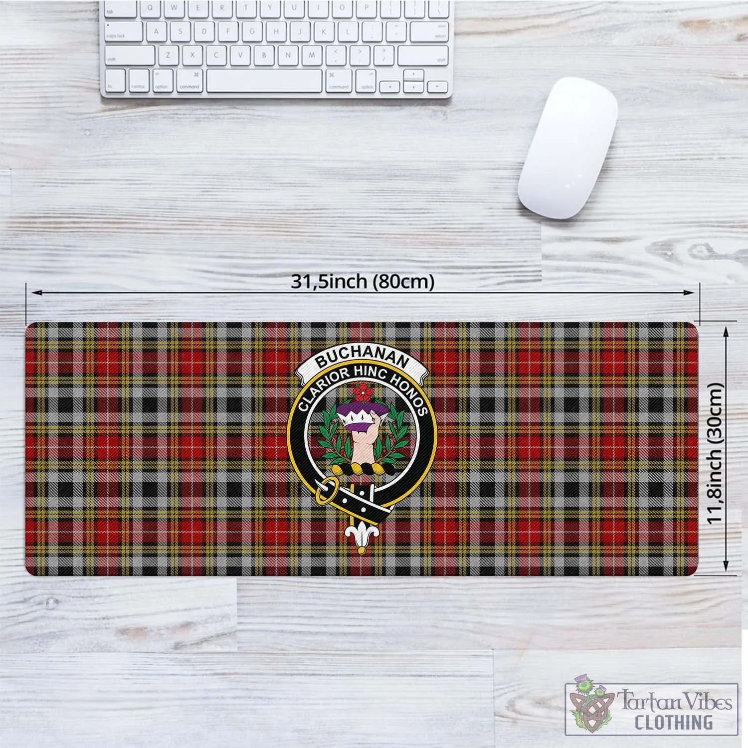 Buchanan Old Dress Tartan Mouse Pad with Family Crest