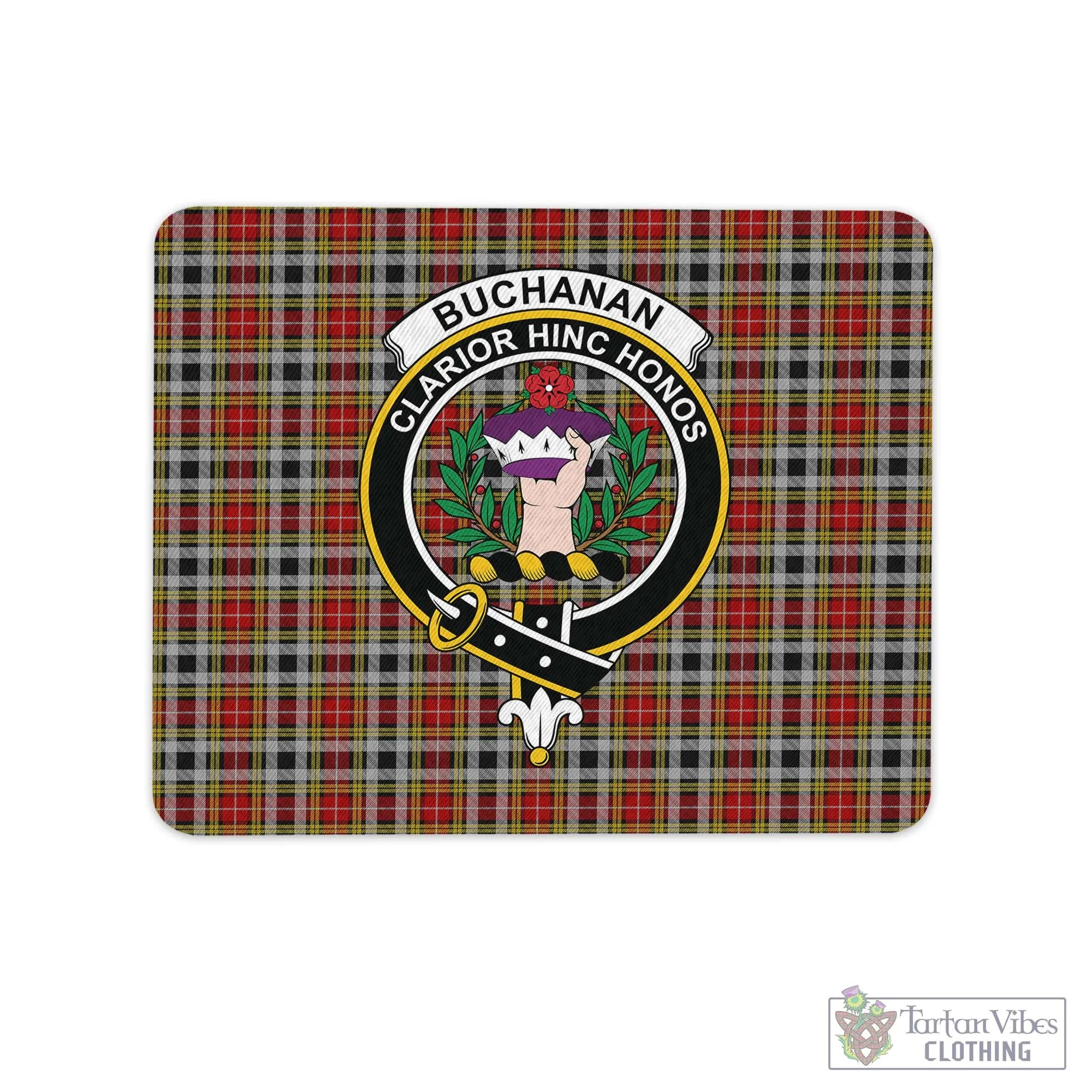 Buchanan Old Dress Tartan Mouse Pad with Family Crest