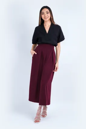 Burgundy High Waist Wide Leg Kira Pants