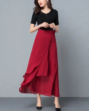 Chiffon midi skirt, Women's wrap skirt, A-line skirt, long skirt, high waist skirt, flare skirt, plus size skirt, customized skirt A0014