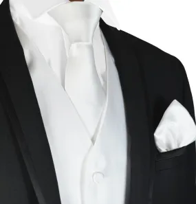 Classic Solid White Mens Tuxedo Vest Set