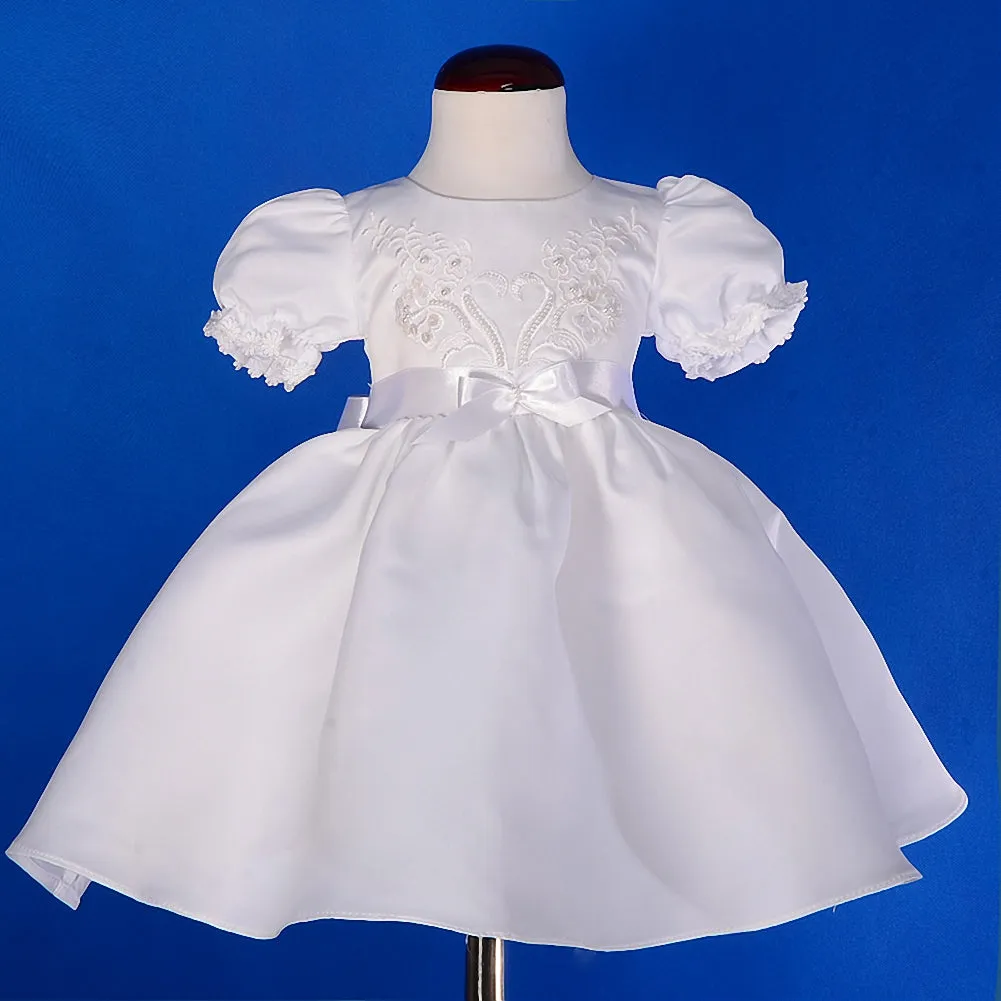 CN009 Baby Girls' Pearls Embroidered Baptism Christening Gown Dress With Cape And Bonnet Infant Size 0-12 Months