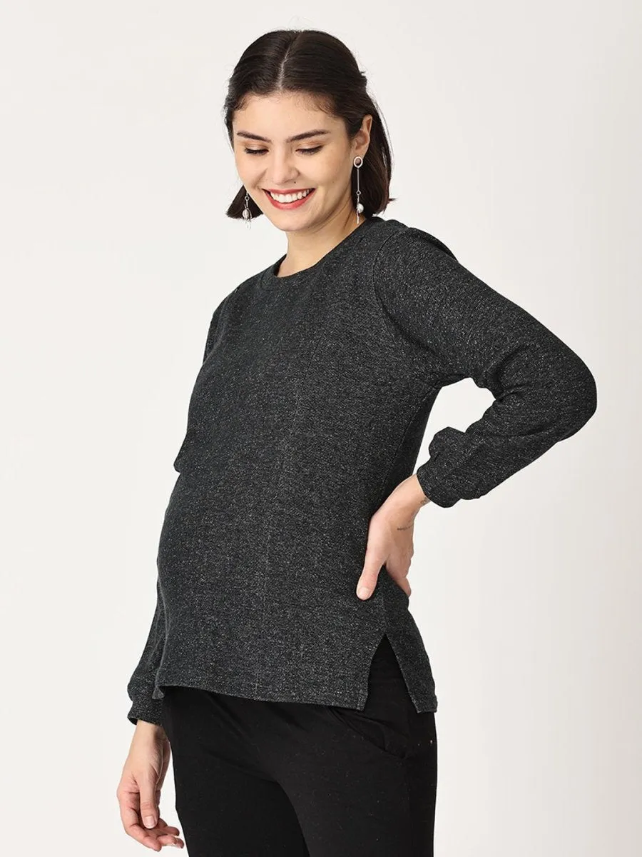 Combo Of Eclipse Maternity Sweatshirt With Black Leggings