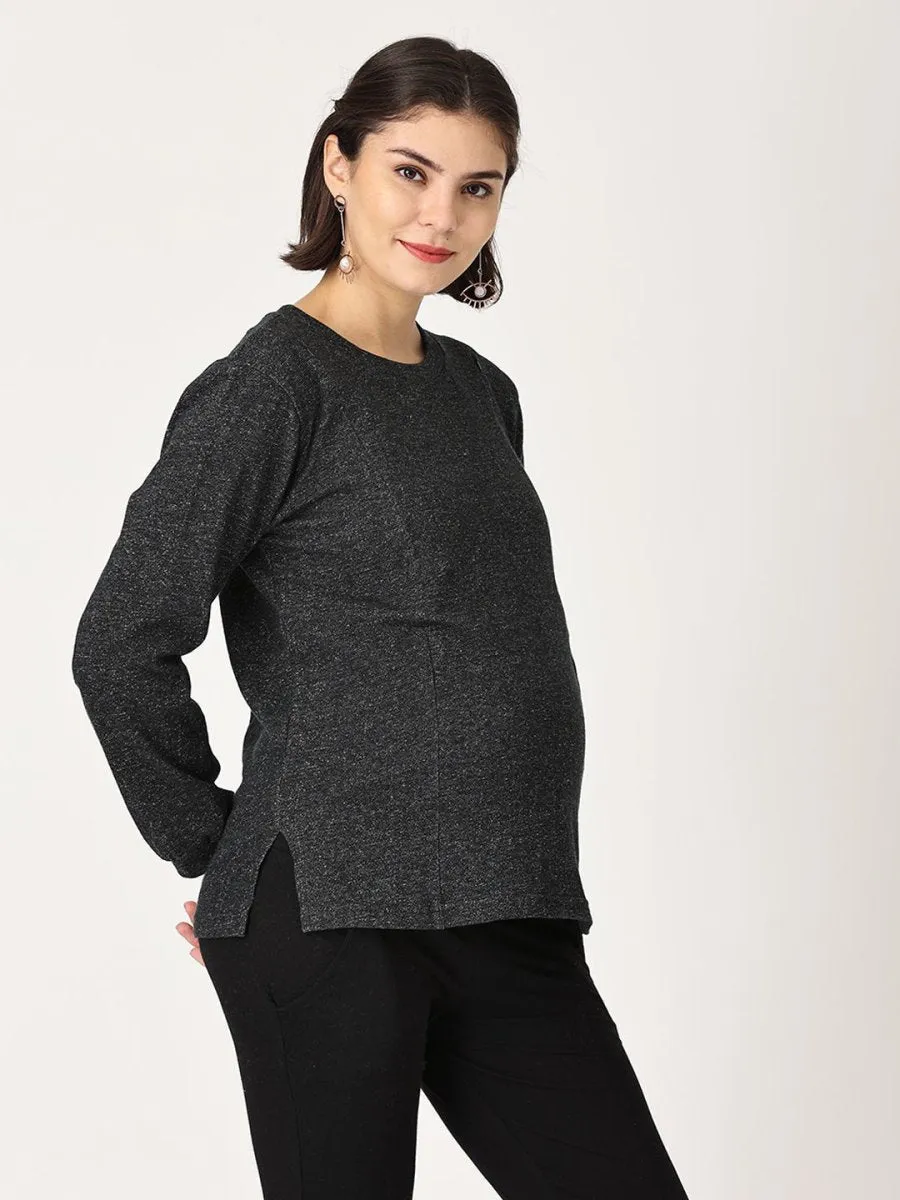 Combo Of Eclipse Maternity Sweatshirt With Black Leggings