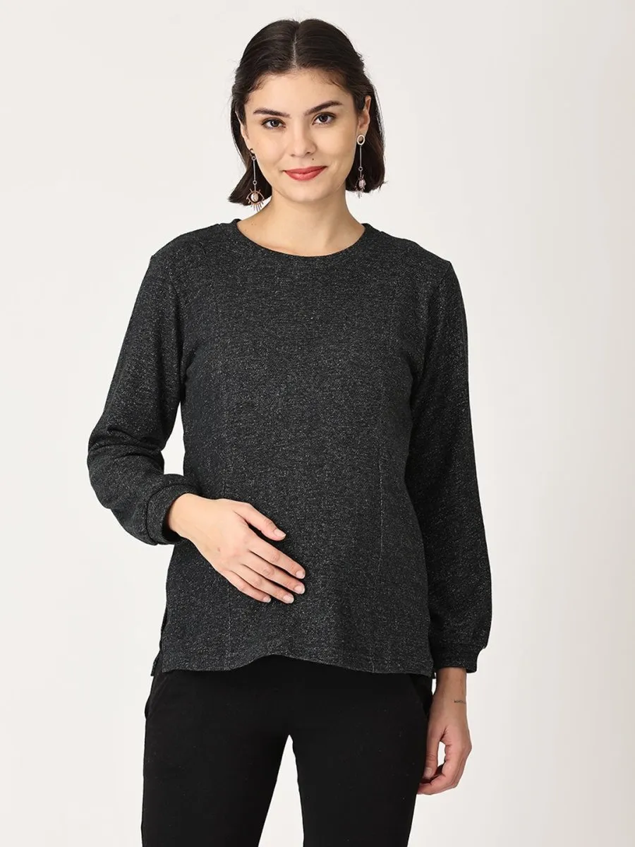 Combo Of Eclipse Maternity Sweatshirt With Black Leggings