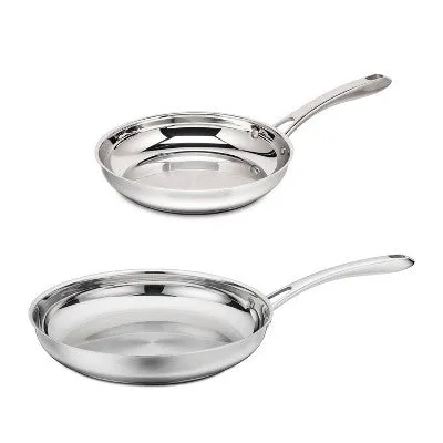 Cuisinart Classic 10" & 12" Stainless Steel 2pk Skillet Set Silver