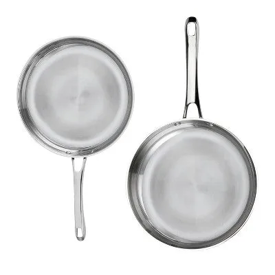 Cuisinart Classic 10" & 12" Stainless Steel 2pk Skillet Set Silver