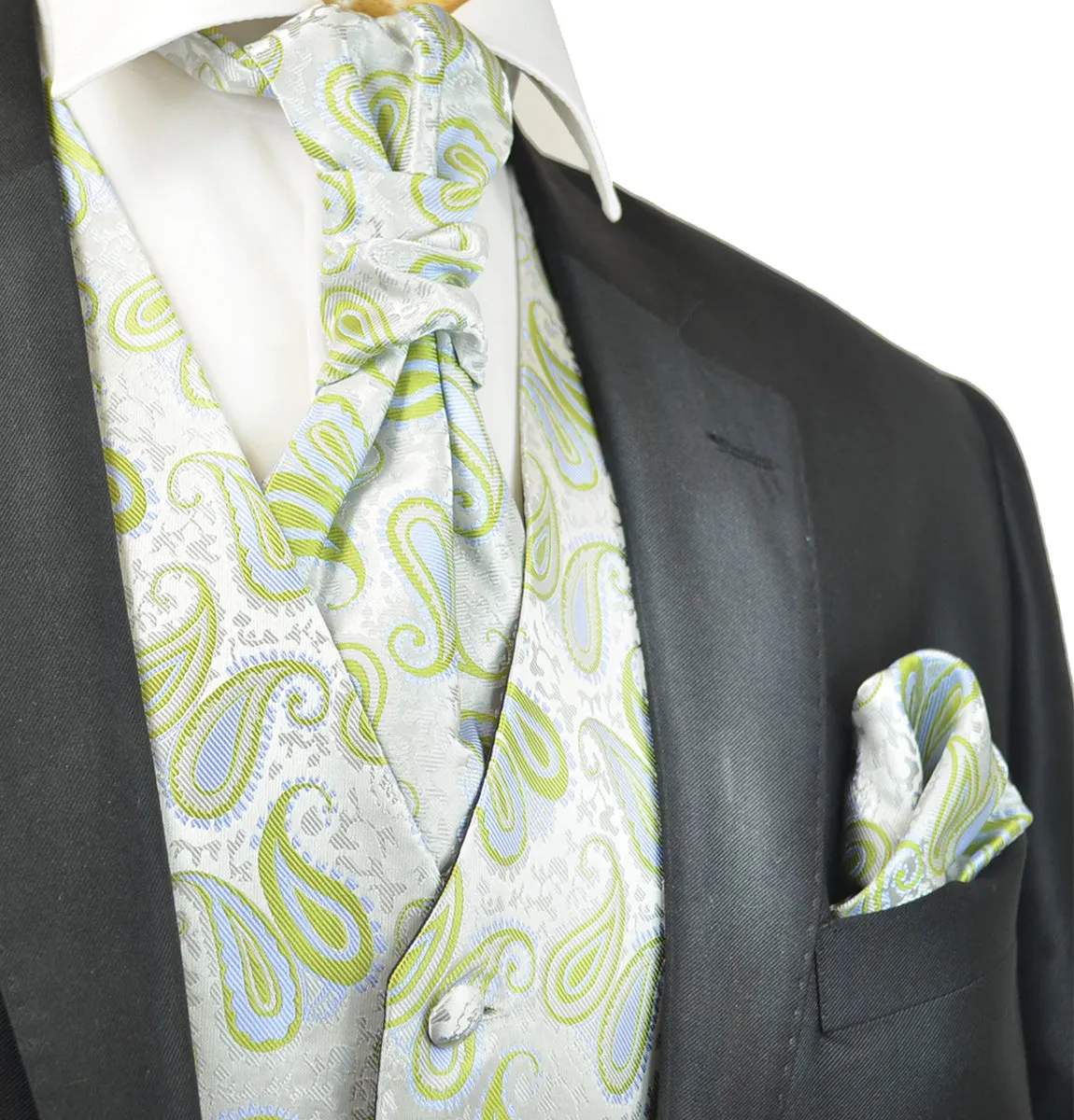 Daiquiri Green Paisley Tuxedo Vest Set