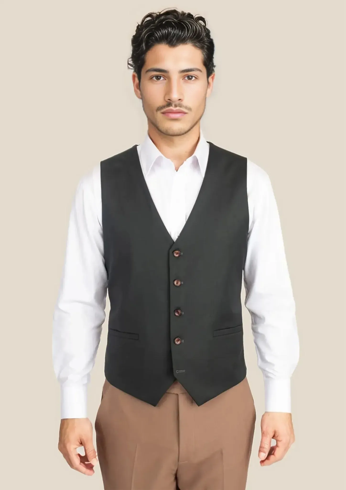 Dark Green Twill Vest