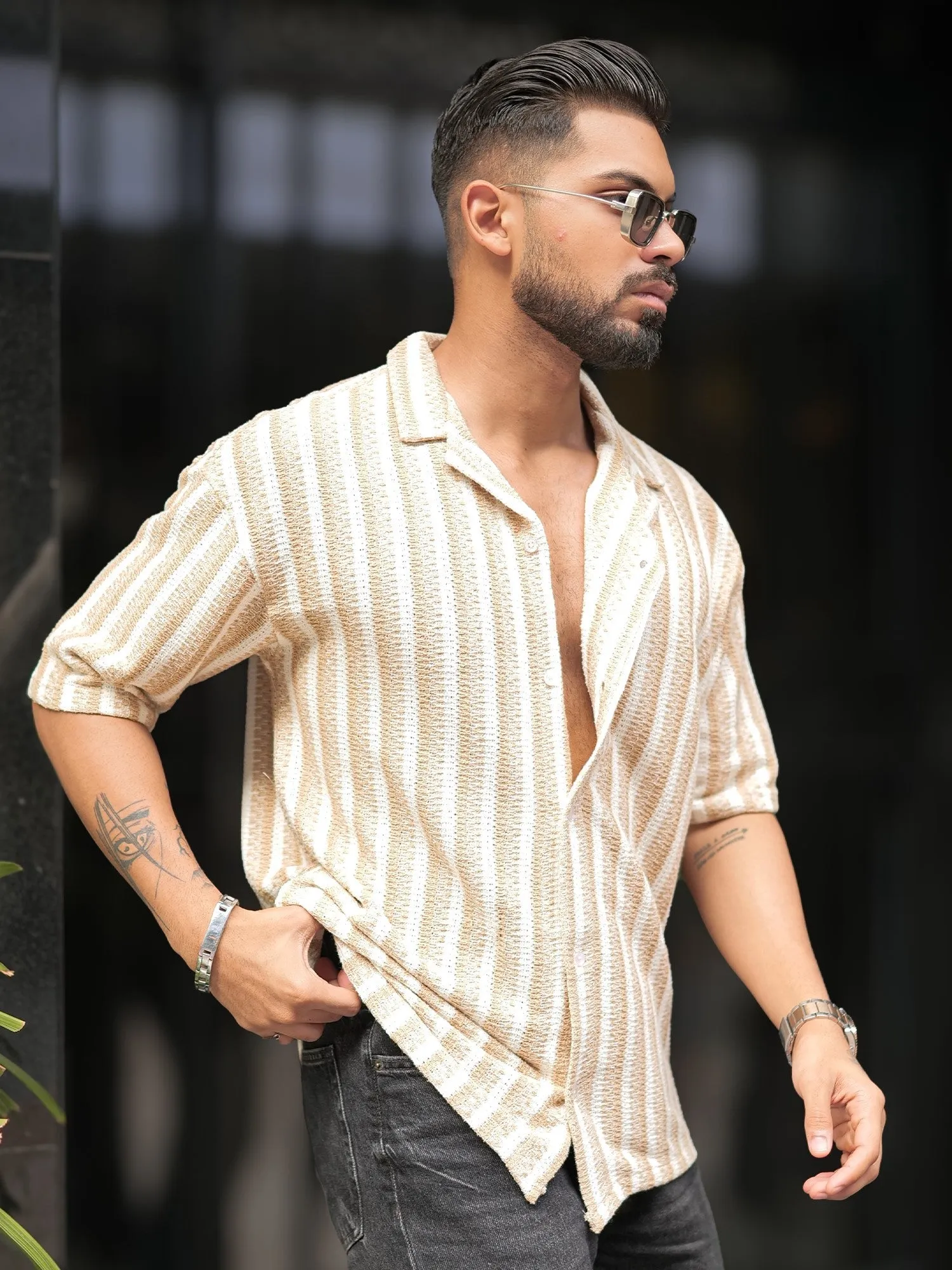 Desert Stripe Beige Shirt