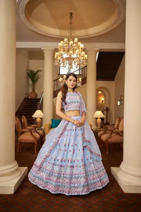 Designer Sky Blue Lehenga Choli Indian Wedding Lengha Choli Party Wear Bridesmaids Bollywood Ghagra Choli Engagement Wear Lahanga Choli