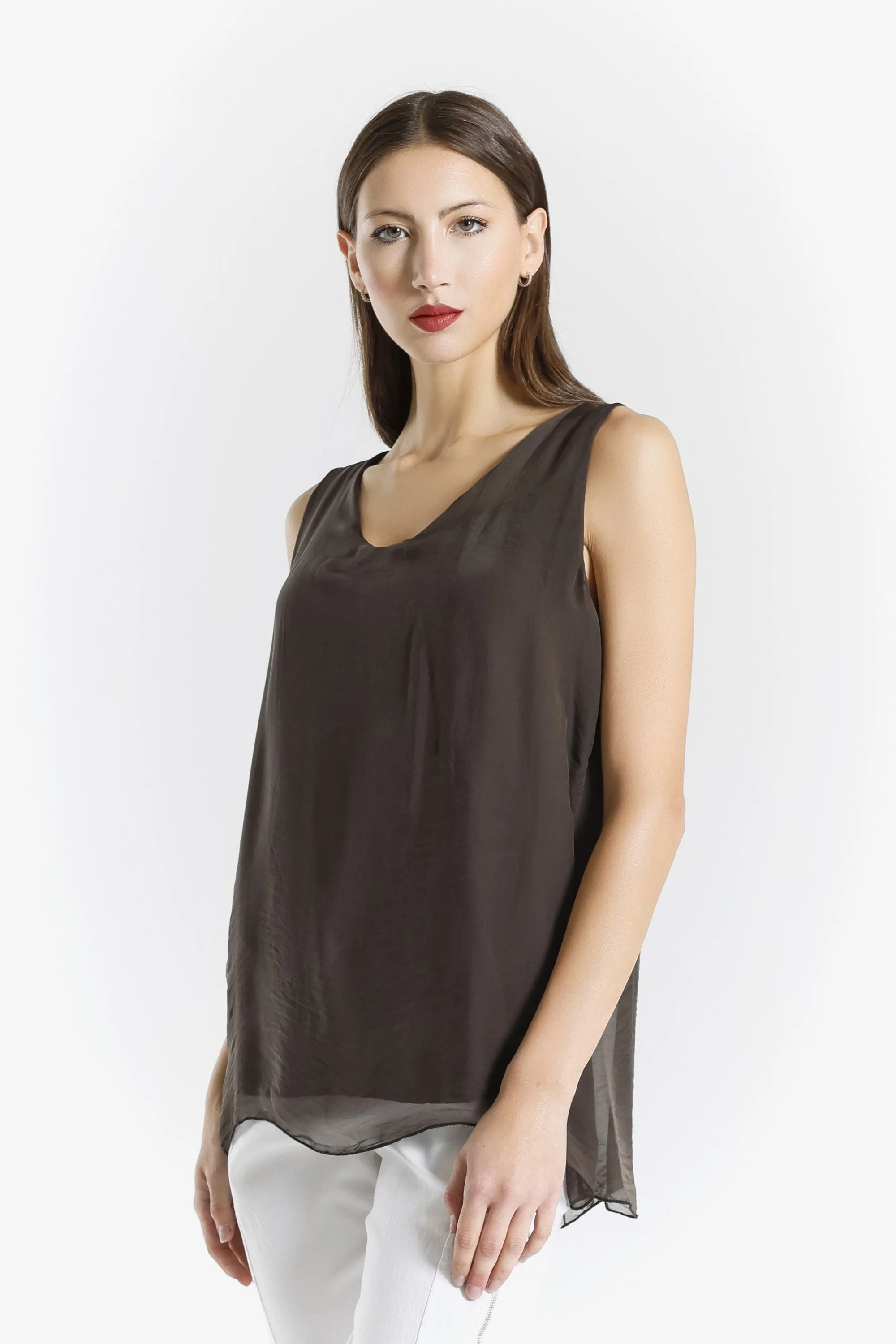 Dina Silk V-Neck Tank (BT204)