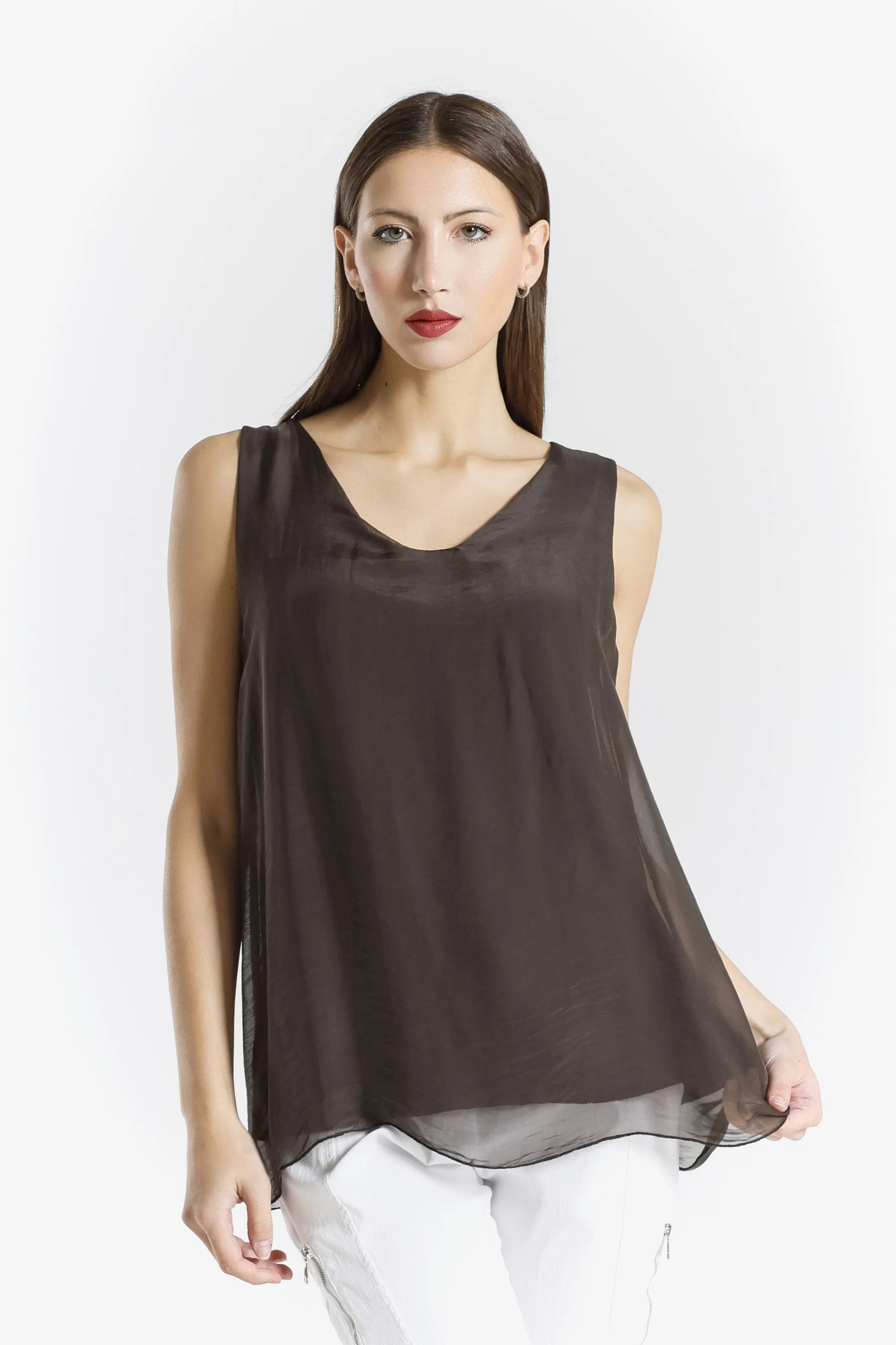 Dina Silk V-Neck Tank (BT204)