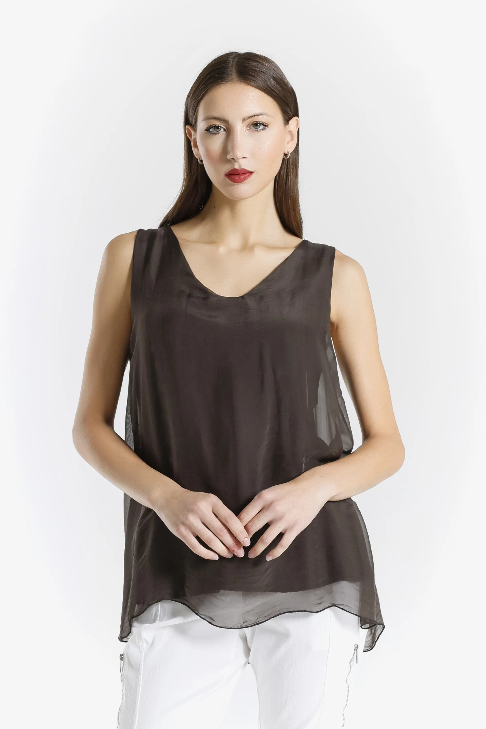 Dina Silk V-Neck Tank (BT204)