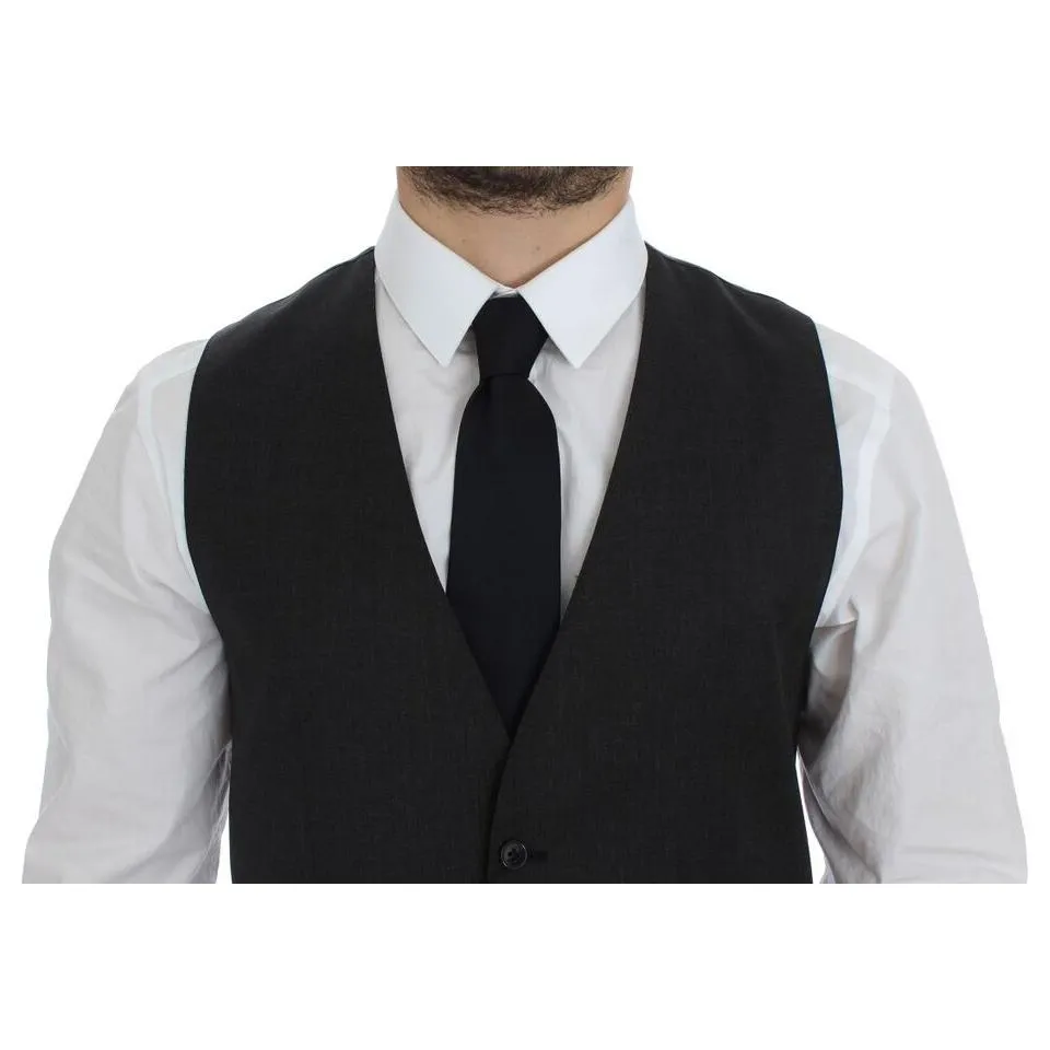 Dolce & Gabbana Elegant Gray Wool Formal Dress Vest