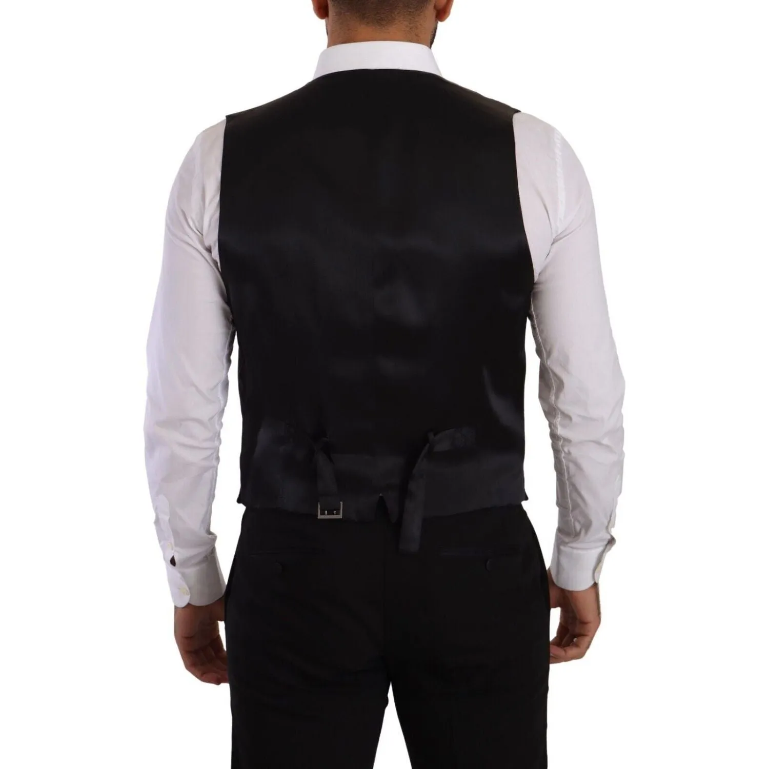 Dolce & Gabbana Elegant Grey Double-Breasted Dress Vest