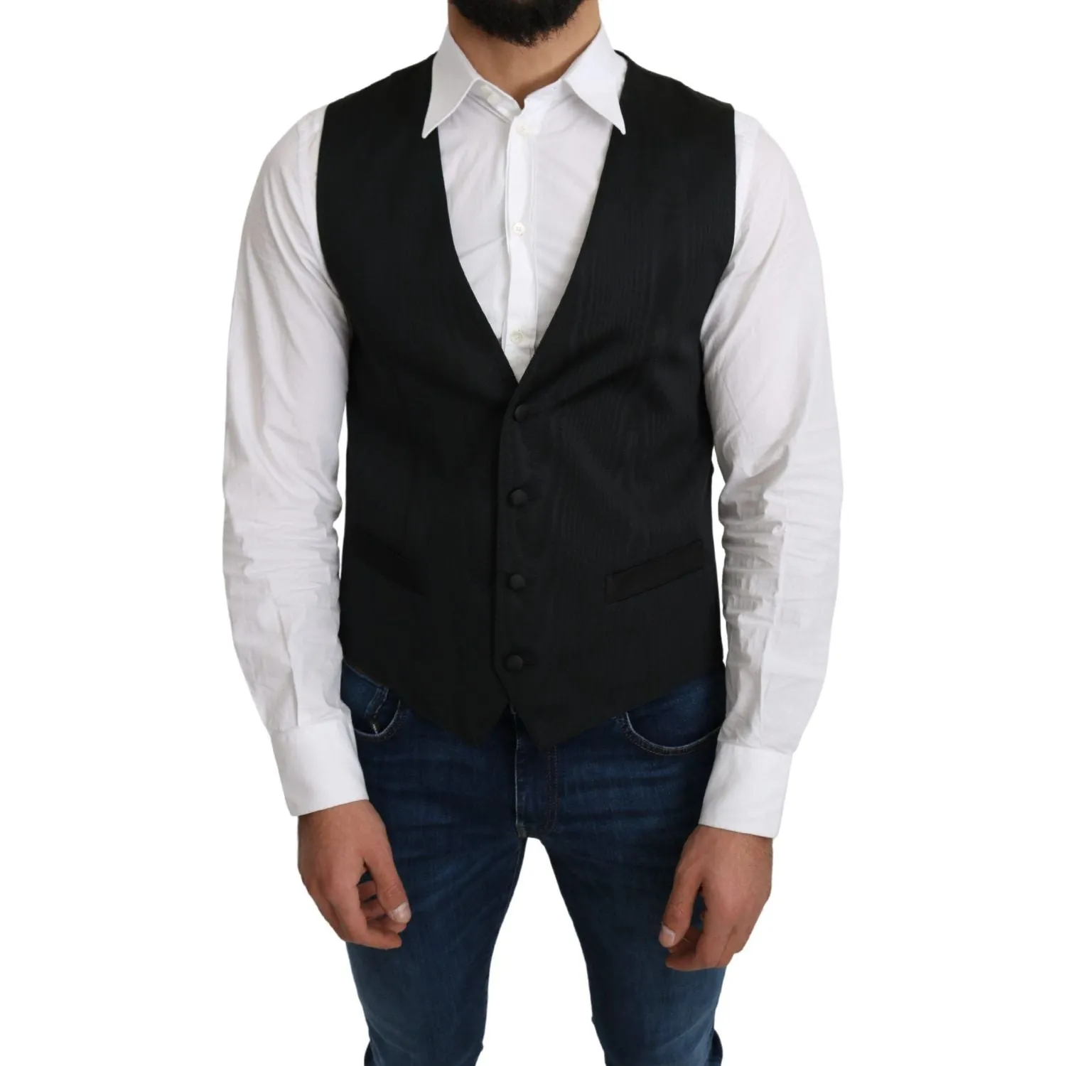 Dolce & Gabbana Elegant Silk Formal Gray Vest