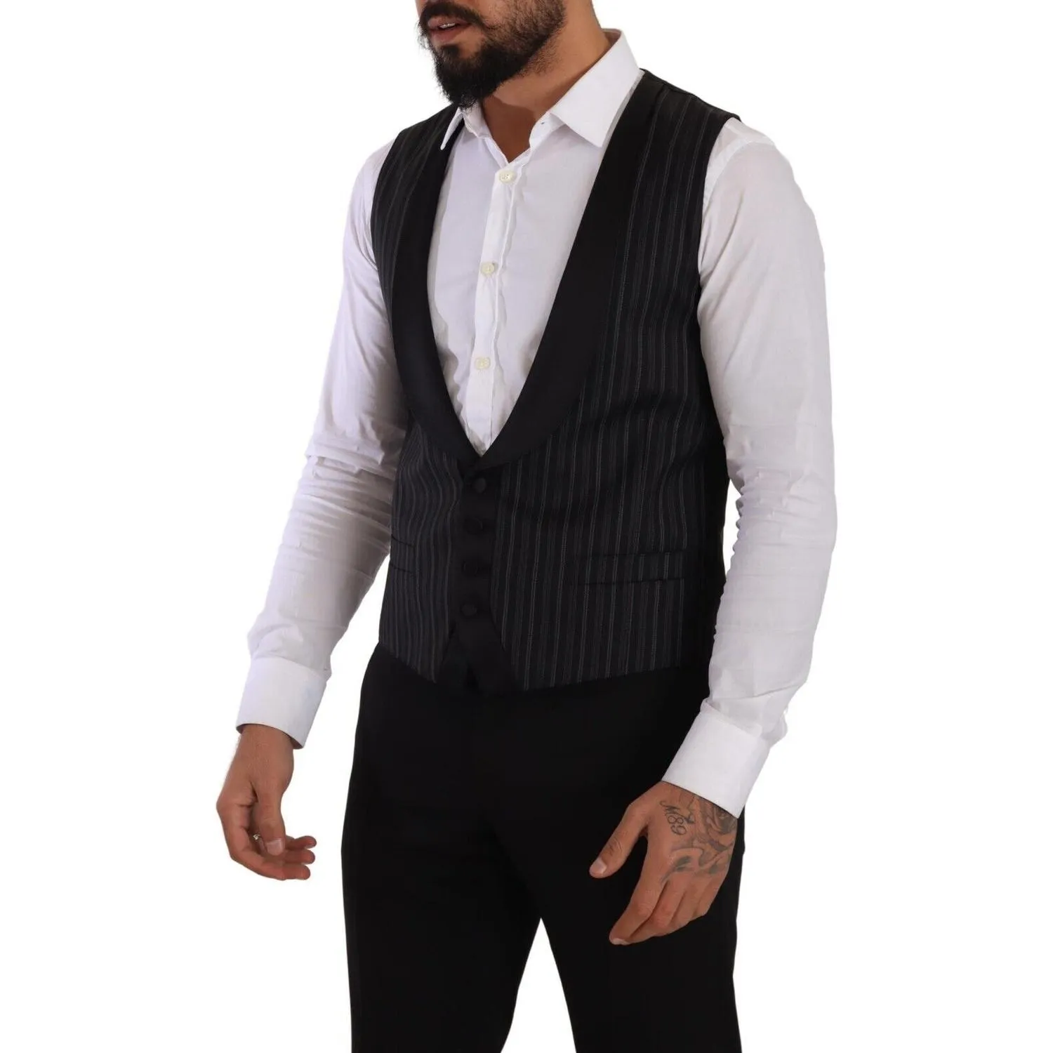 Dolce & Gabbana Elegant Striped Formal Dress Vest