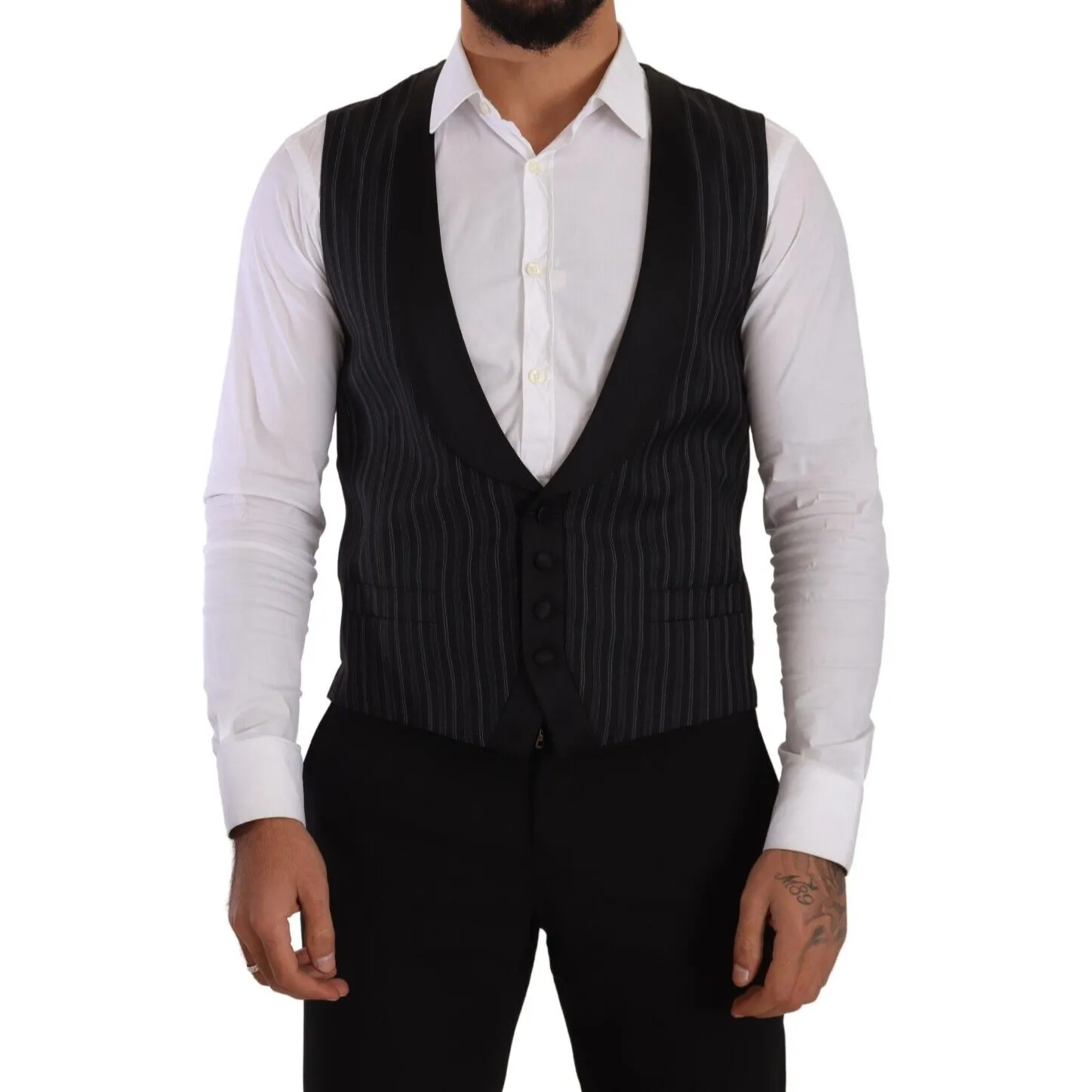 Dolce & Gabbana Elegant Striped Formal Dress Vest