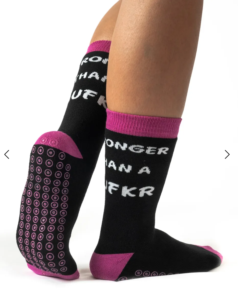 Dr Socko Stronger Than A MF Non Slip Crew Socks -Small