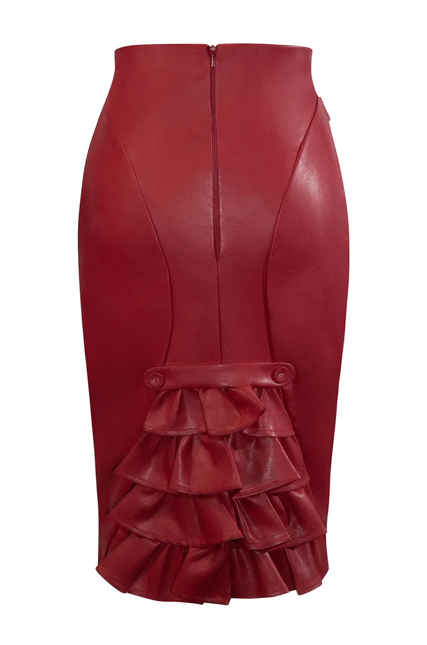 Easy Rider Bustle Wiggle Skirt (Burgundy)