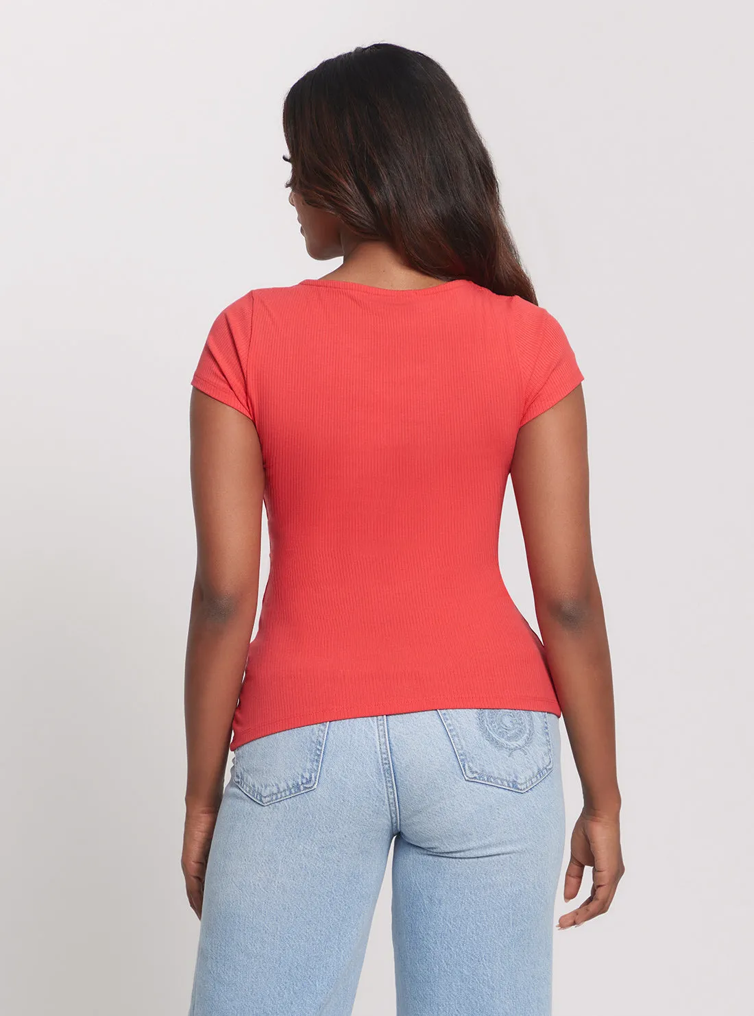 Eco Coral Karlee Jewel Henley T-Shirt