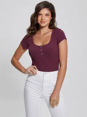 Eco Purple Karlee Jewel Henley T-Shirt