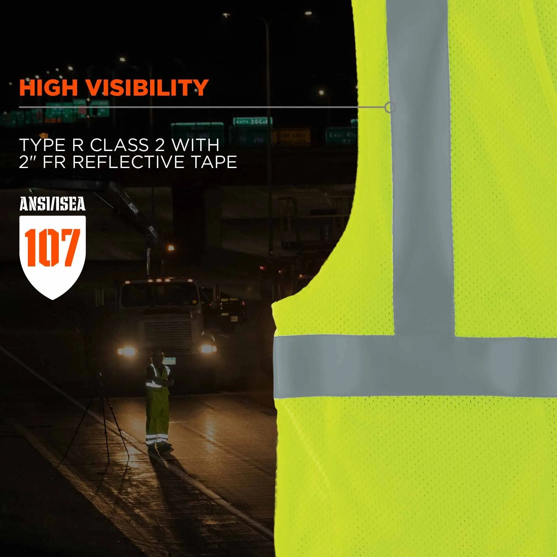 Ergodyne 21863 8263FRHL S/M Lime Class 2 FR Safety Vest - H L - Economy