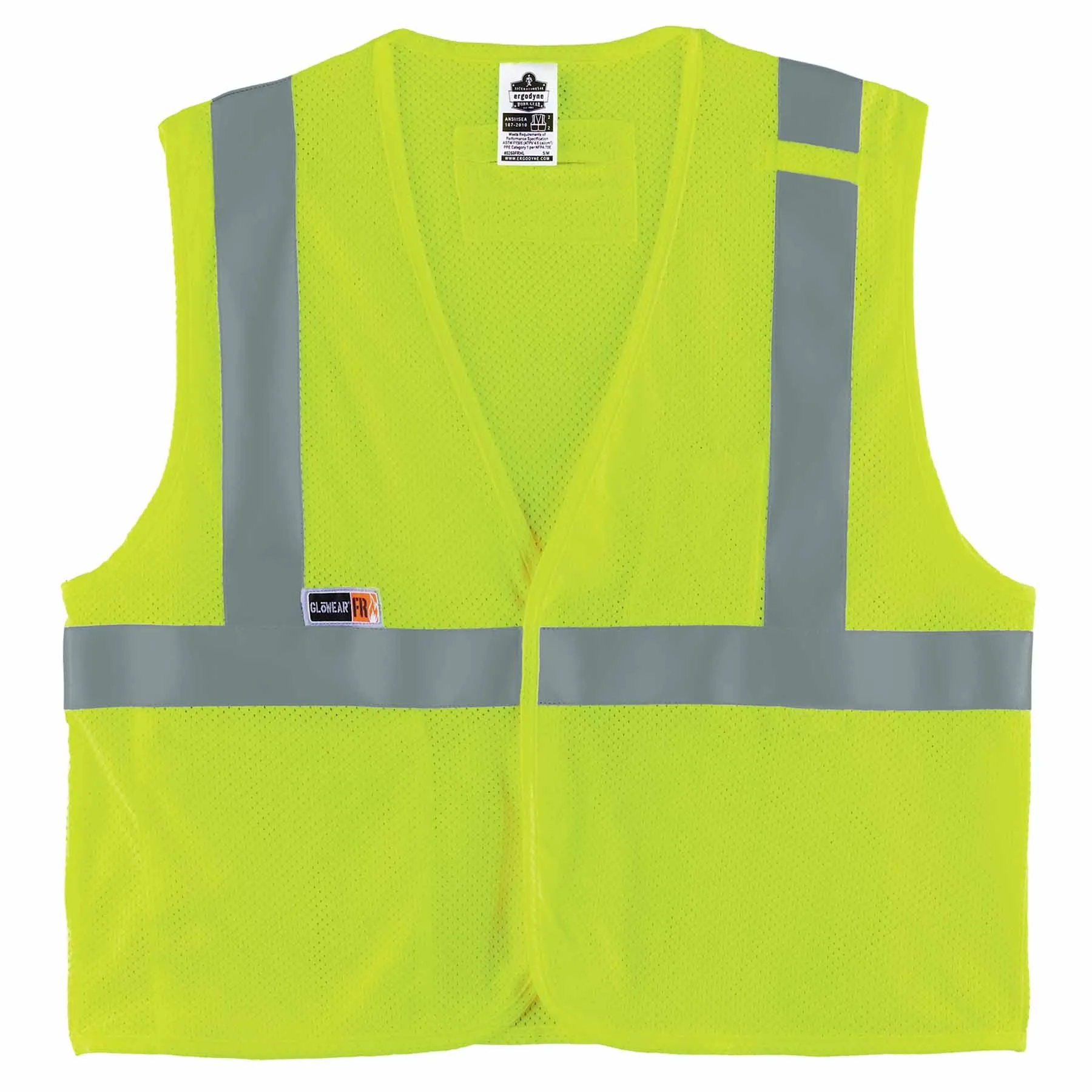 Ergodyne 21863 8263FRHL S/M Lime Class 2 FR Safety Vest - H L - Economy