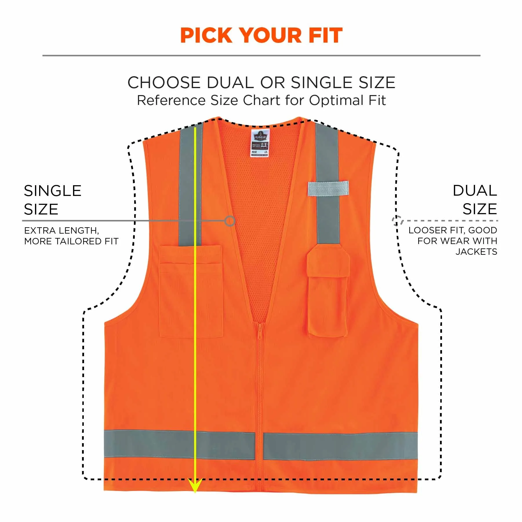 Ergodyne 24516 8249Z-S 2XL Orange Class 2 Economy Surveyors Vest - Single Size