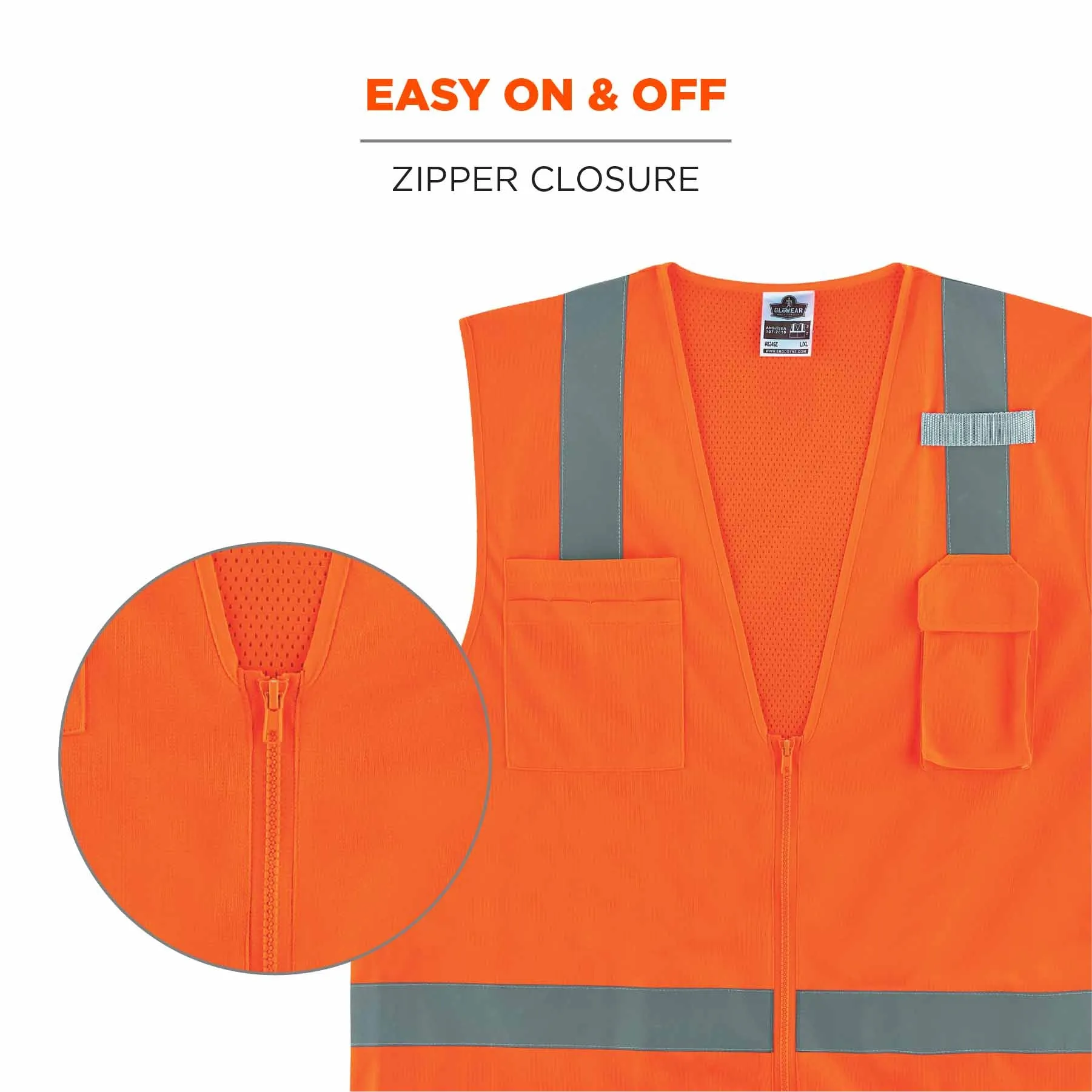 Ergodyne 24516 8249Z-S 2XL Orange Class 2 Economy Surveyors Vest - Single Size