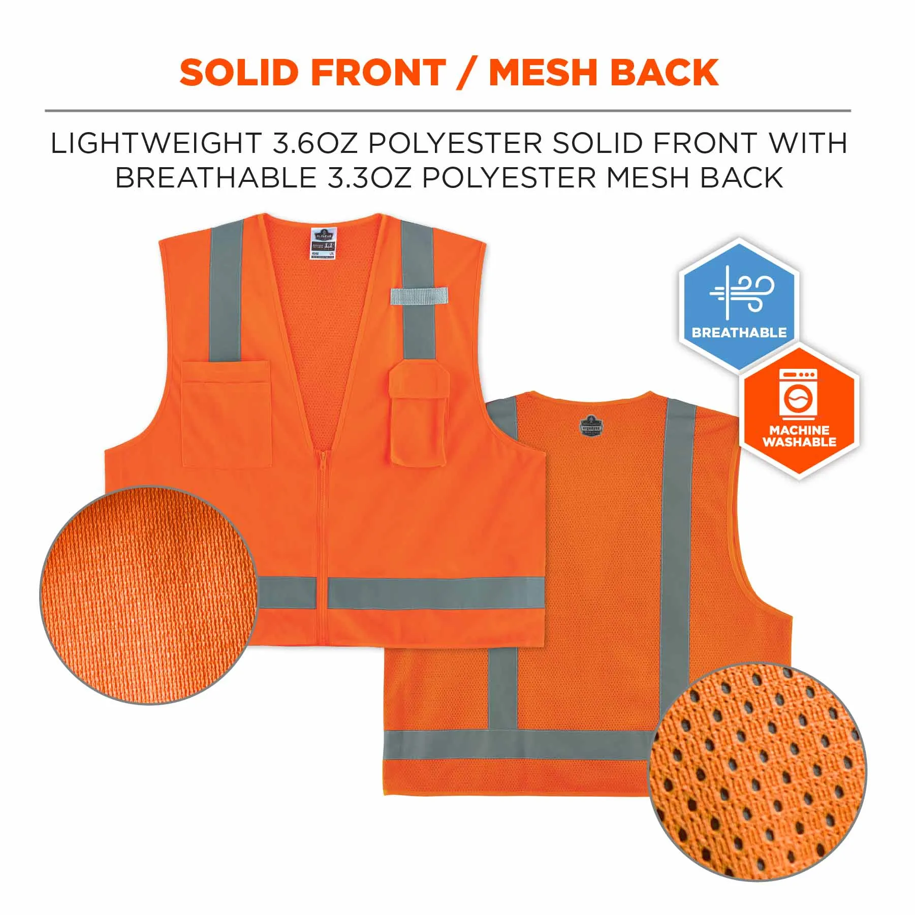 Ergodyne 24516 8249Z-S 2XL Orange Class 2 Economy Surveyors Vest - Single Size