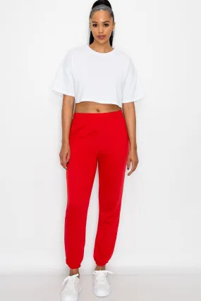 Essential Fleece Sweatpants - Red