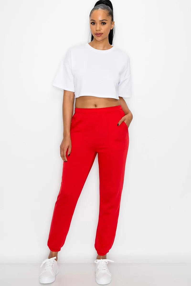 Essential Fleece Sweatpants - Red