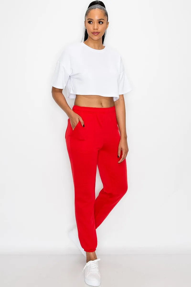 Essential Fleece Sweatpants - Red