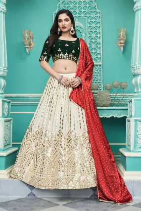 Fabulous Off-White Gota Patti Embroidered Georgette Party Wear Lehenga Choli