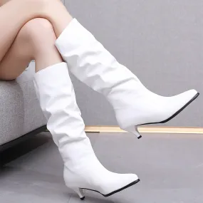 Fashion-Forward Kitten Heel Boots: Chic Pointed Toe, Easy Slip-On, Versatile Solid Color - Perfect for Every Occasion