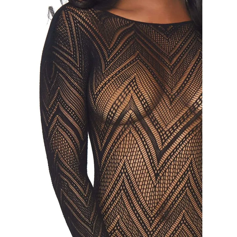 Fishnet Bodycon Dress - One Size - Black