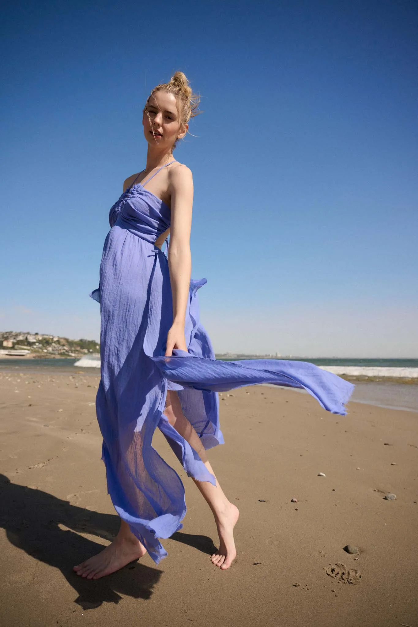 Floating on Air Layered Gauze Halter Maxi Dress