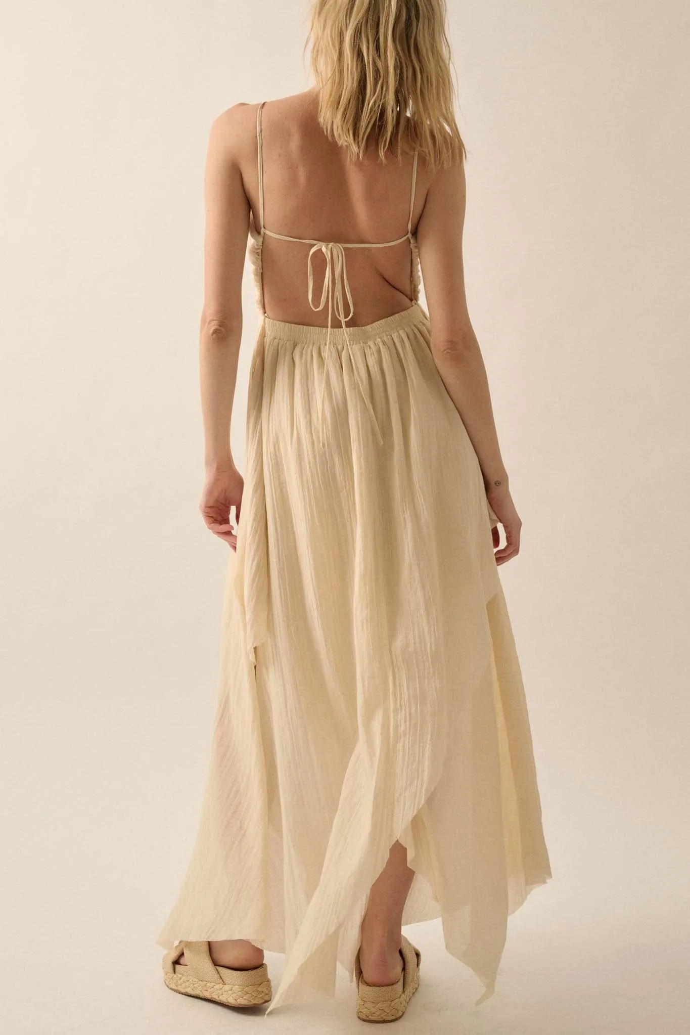 Floating on Air Layered Gauze Halter Maxi Dress