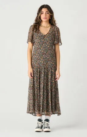 Fluttered Tiered Maxi Dress