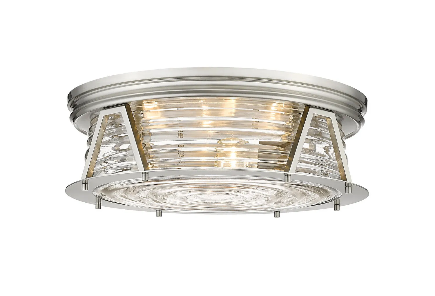 Four Light Flush Mount from the Cape Harbor Collection in Brushed Nickel Finish by Z-Lite