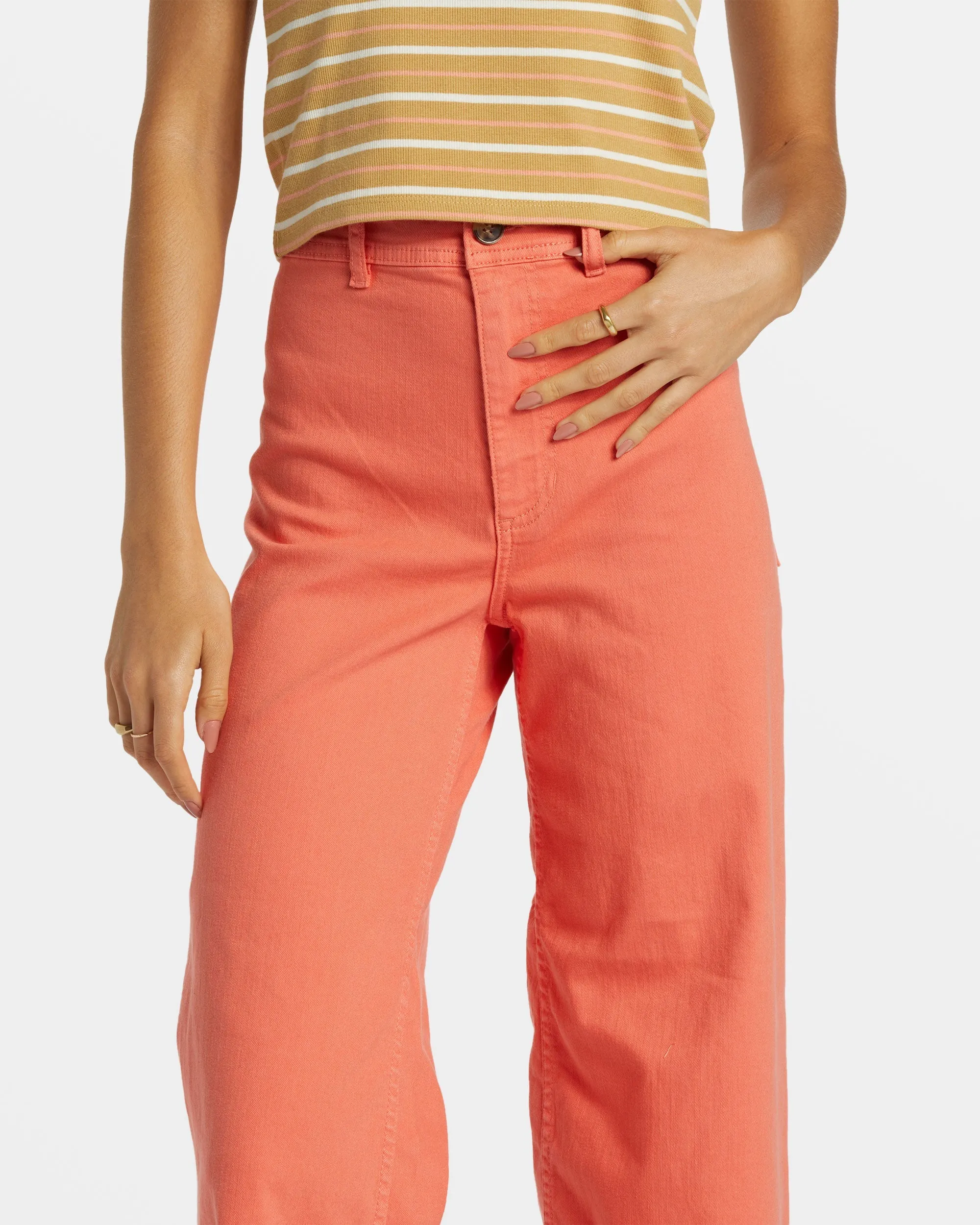 Free Fall High-Waist Pants - Papaya