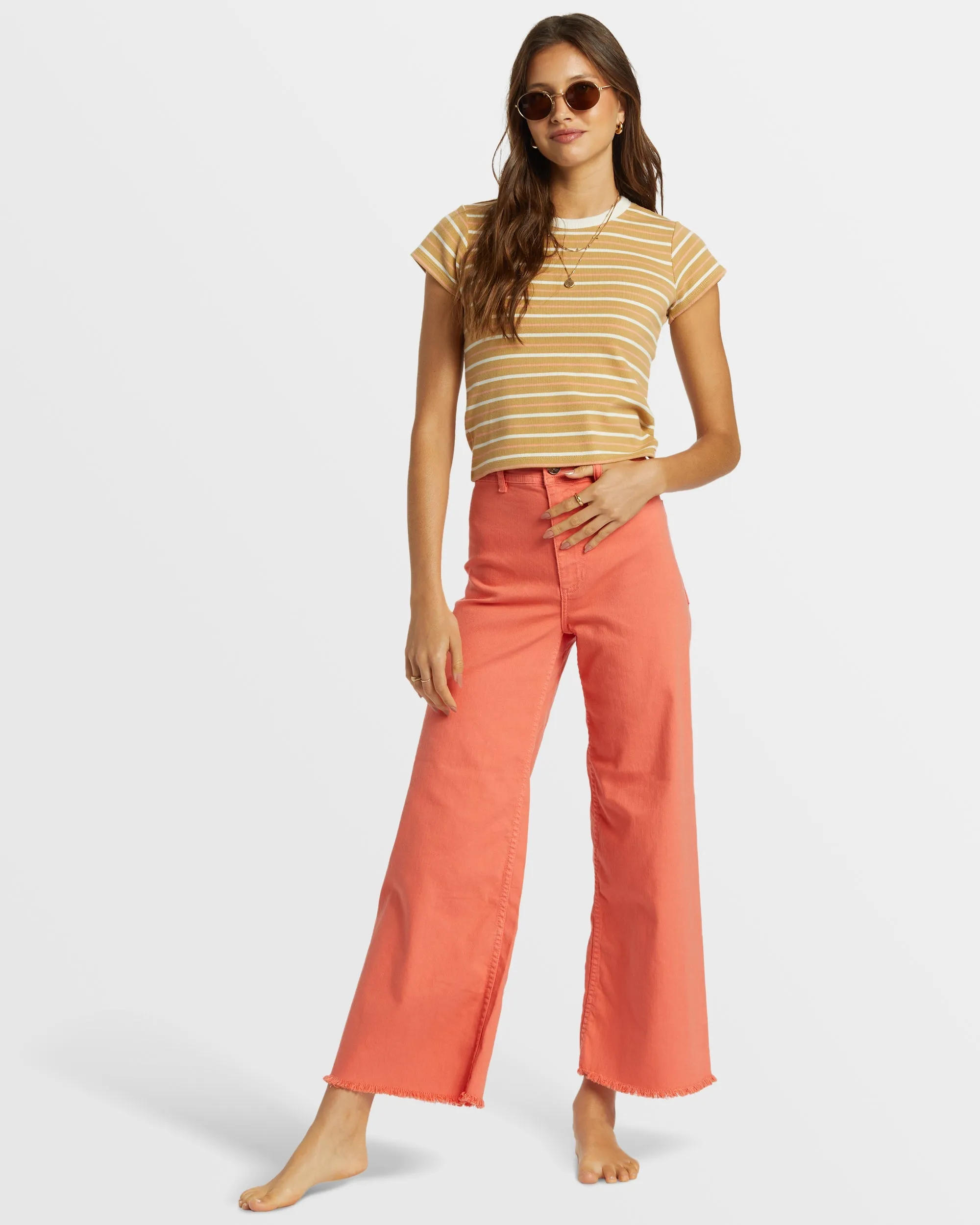 Free Fall High-Waist Pants - Papaya