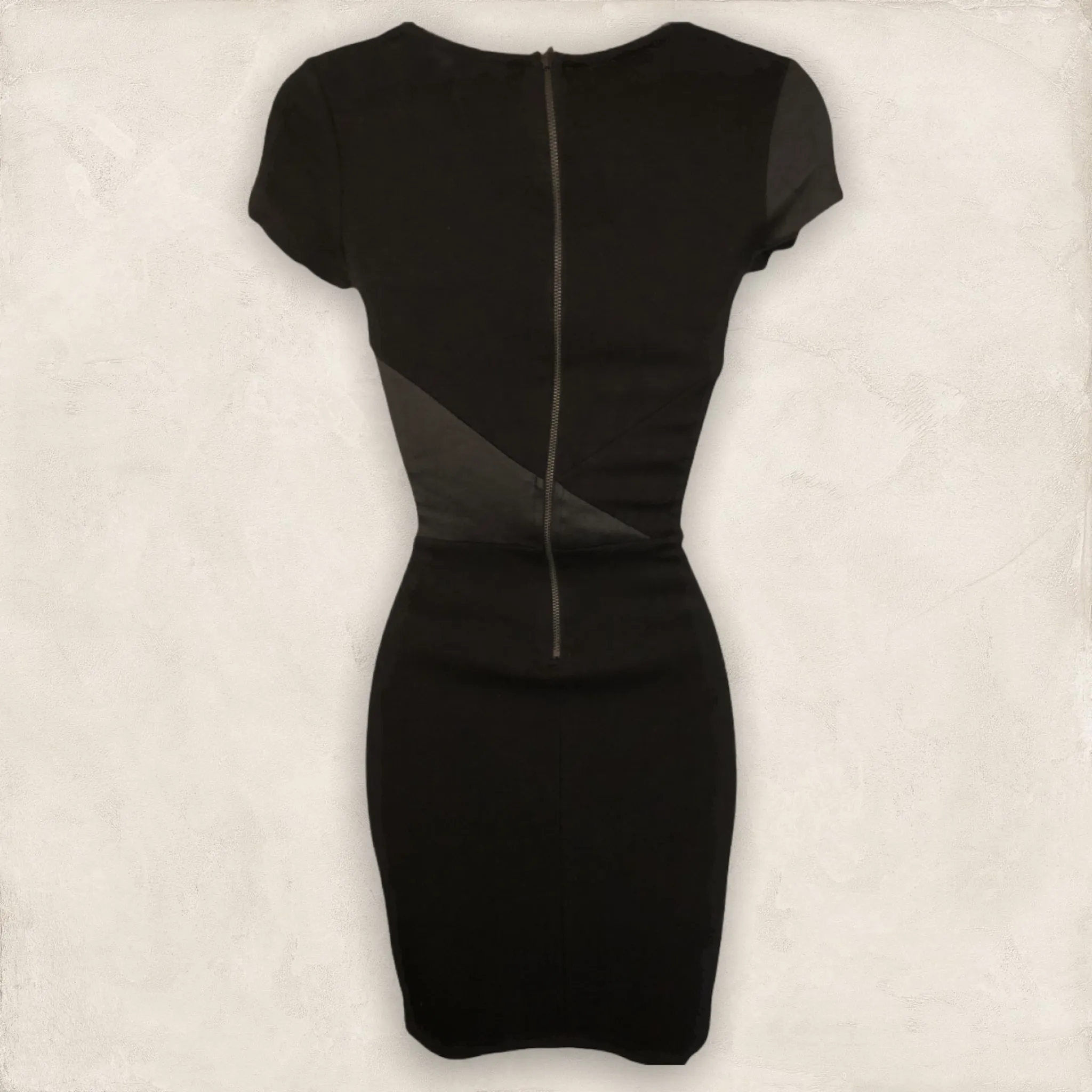 French Connection Black Panelled Bodycon Stretch Dress UK 6 US 2 EU 34