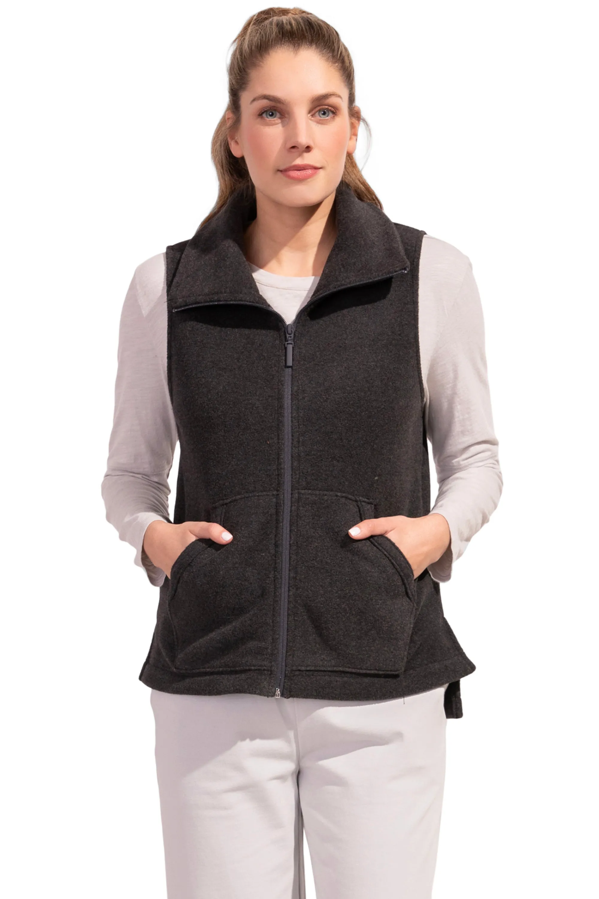 Frosted Fleece Stand Collar Vest