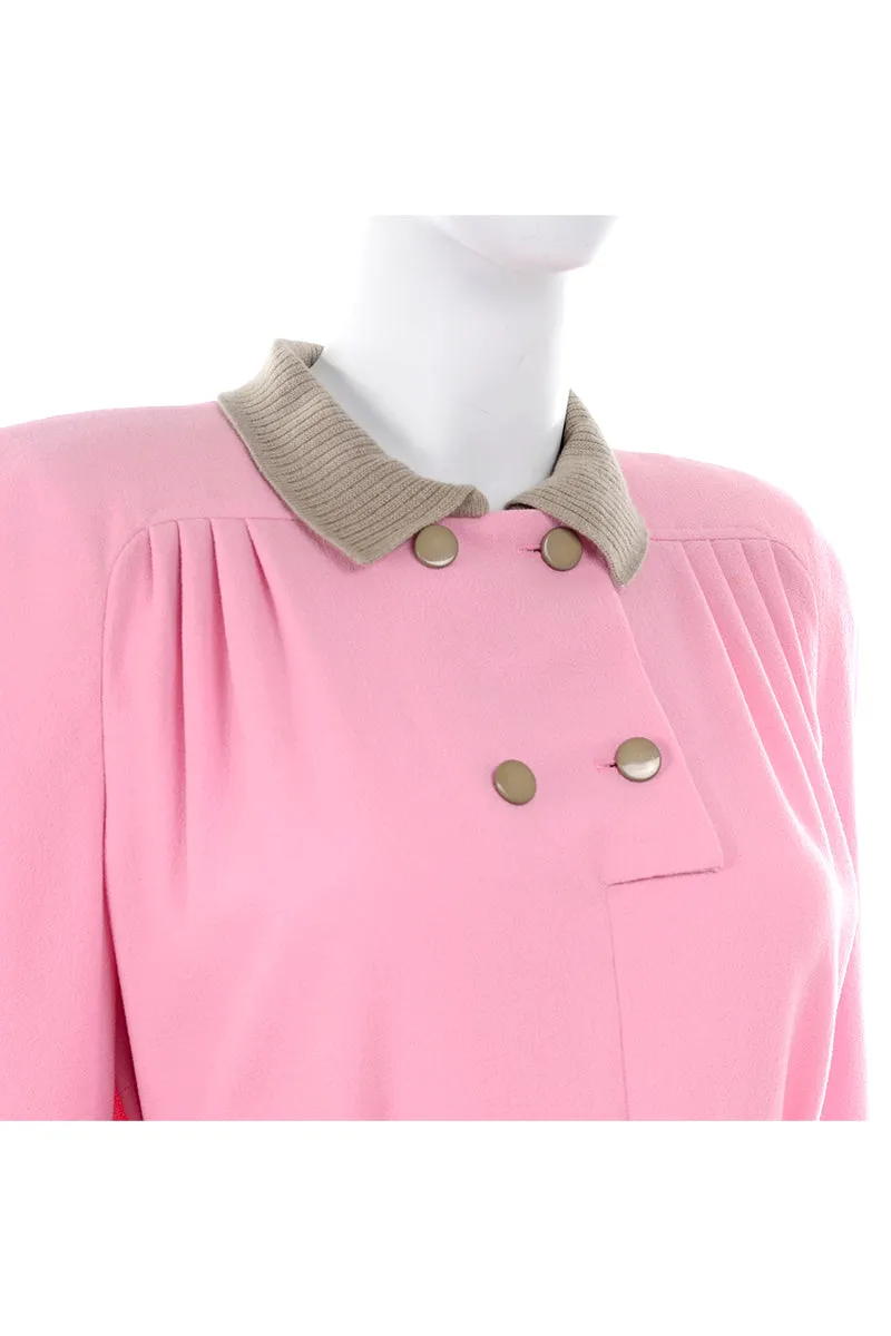 F/W 1984 Valentino Pink & Khaki Skirt & Top Suit